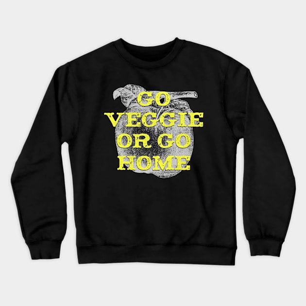 Go Veggie Or Go Home Apple Fruit Vintage Food Crewneck Sweatshirt by Foxxy Merch